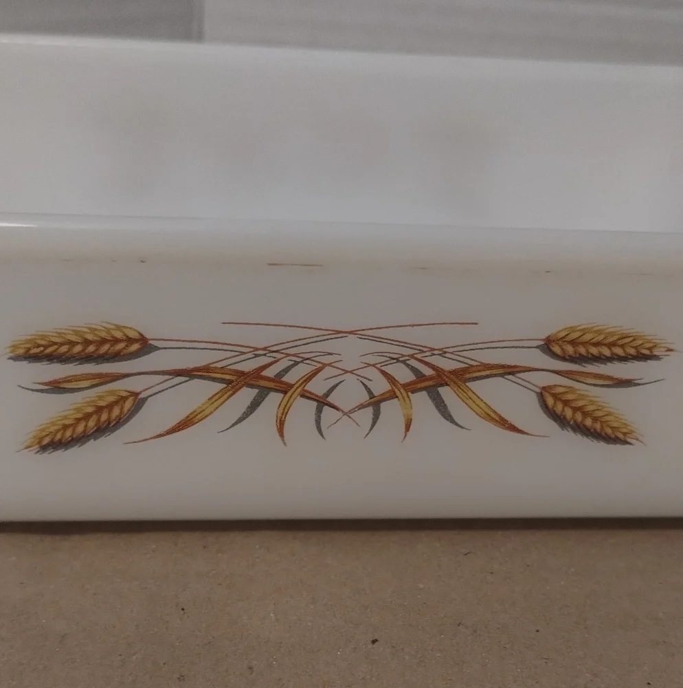 Vintage Fire King Wheat Pattern Milk Glass Loaf Pan Baking Dish